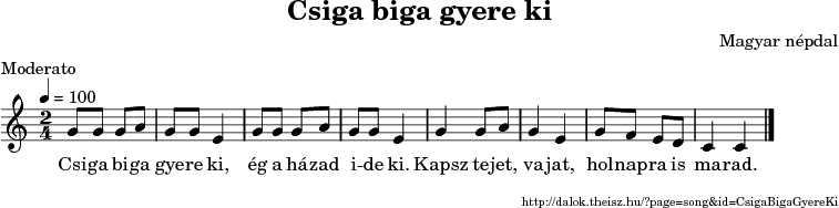 Csiga biga gyere ki - music notes