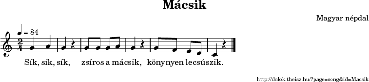 Mácsik - music notes