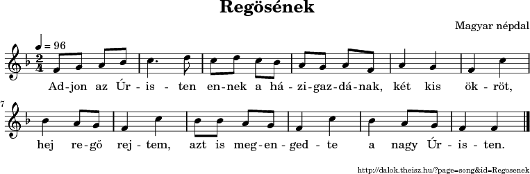Regösének - music notes