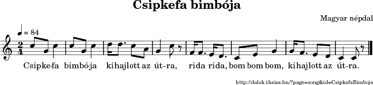 Csipkefa bimbója - music notes