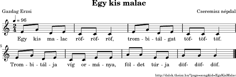 Egy kis malac - music notes