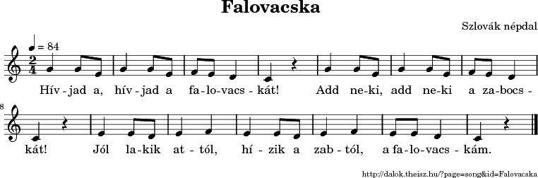 Falovacska - music notes