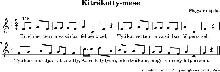 Kitrákotty-mese - music notes