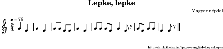 Lepke, lepke - music notes