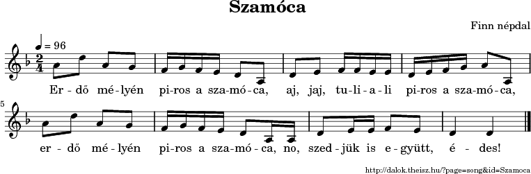 Szamóca - kotta