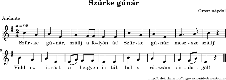 Szürke gúnár - music notes